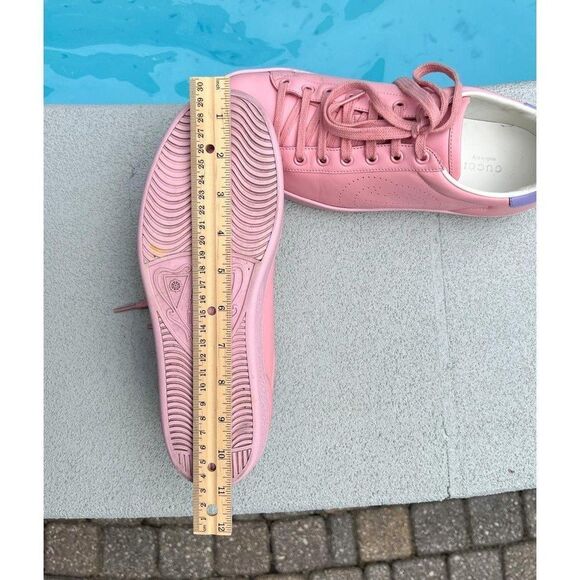 GUCCI Men Pink & Purple Leather New Ace Athletic Sneakers Size 39.5 - Picture 11 of 14